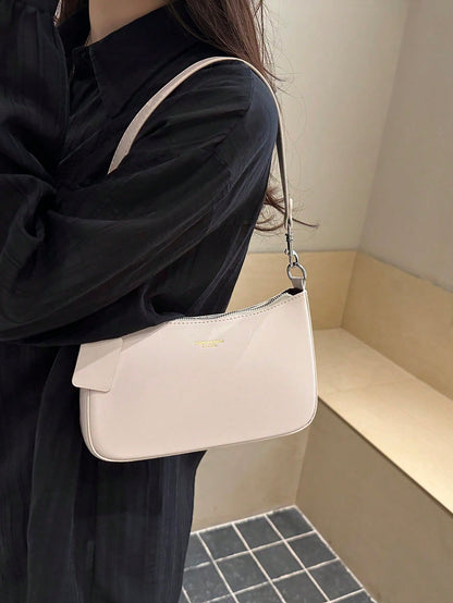 Elegant Solid Color Handbag With Pendant, Classic Versatile Fashion Letter Decor Women's Shoulder Crossbody Bag, Suitable For Shopping, Wallet, Young Ladies, College Students, Newlyweds, Office Worker