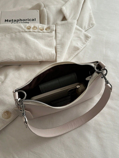Elegant Solid Color Handbag With Pendant, Classic Versatile Fashion Letter Decor Women's Shoulder Crossbody Bag, Suitable For Shopping, Wallet, Young Ladies, College Students, Newlyweds, Office Worker