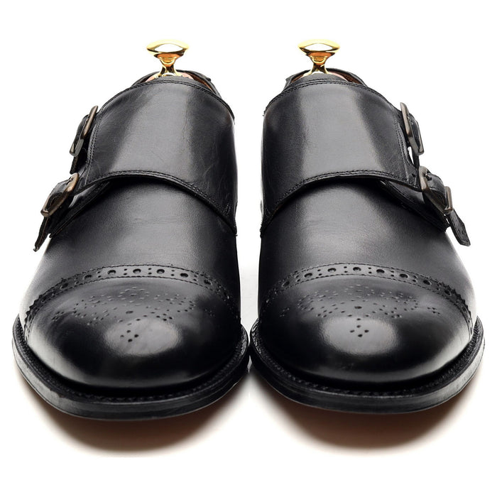 'Ellery' Black Leather Double Monk Strap UK 9 F