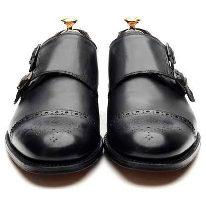 'Ellery' Black Leather Double Monk Strap UK 9 F