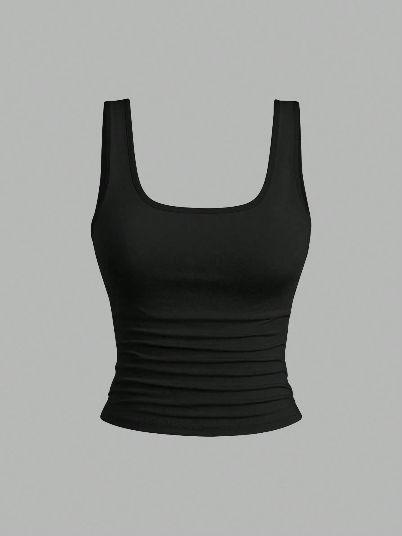 EMERY ROSE 3 Pack Plus Size Women Casual Pleated Round Neck Camisole,Fashion Summer Tank Tops Tight Neutral Top,Black,Sommar,Baggy,Casual,Gym 3-Piece Set