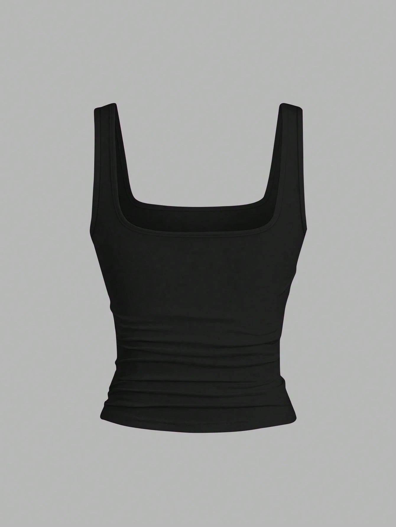 EMERY ROSE 3 Pack Plus Size Women Casual Pleated Round Neck Camisole,Fashion Summer Tank Tops Tight Neutral Top,Black,Sommar,Baggy,Casual,Gym 3-Piece Set