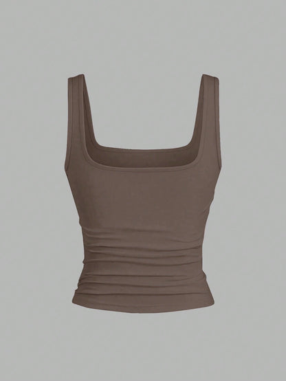 EMERY ROSE 3 Pack Plus Size Women Casual Pleated Round Neck Camisole,Fashion Summer Tank Tops Tight Neutral Top,Black,Sommar,Baggy,Casual,Gym 3-Piece Set