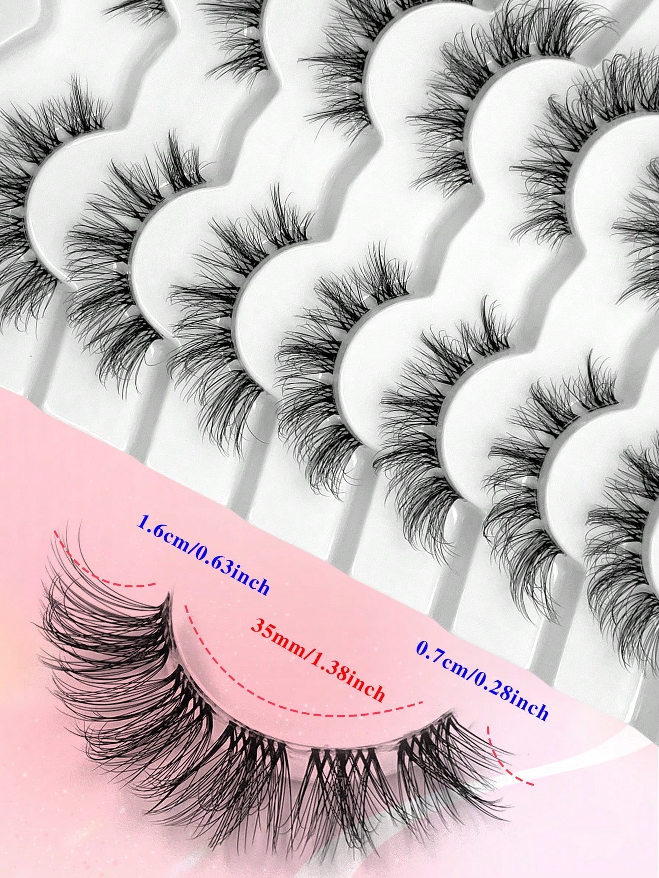ENCHUW 7 Pairs Cat Eye Lashes With Clear Band Eyelashes 3D Curl Messy False Eyelashes Soft Fake Lashes