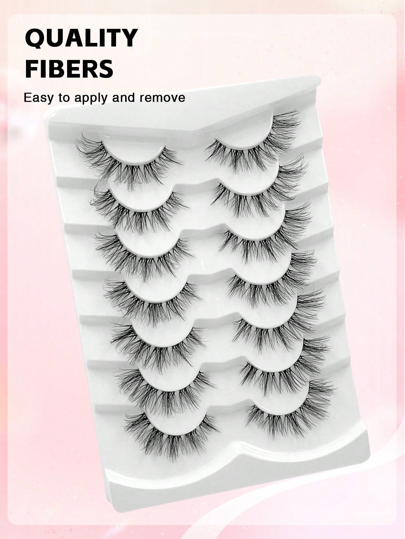 ENCHUW 7 Pairs Cat Eye Lashes With Clear Band Eyelashes 3D Curl Messy False Eyelashes Soft Fake Lashes