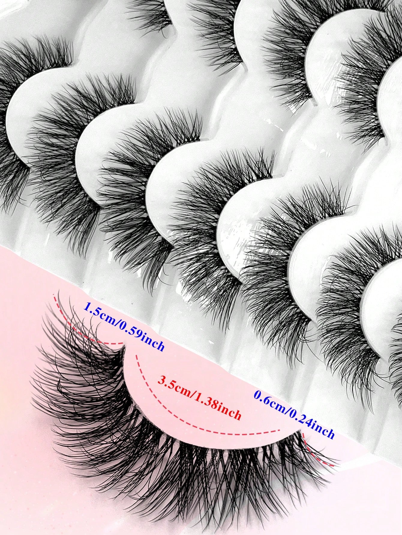 ENCHUW 7 Pairs Cat Eye Lashes With Clear Band Eyelashes 3D Curl Messy False Eyelashes Soft Fake Lashes