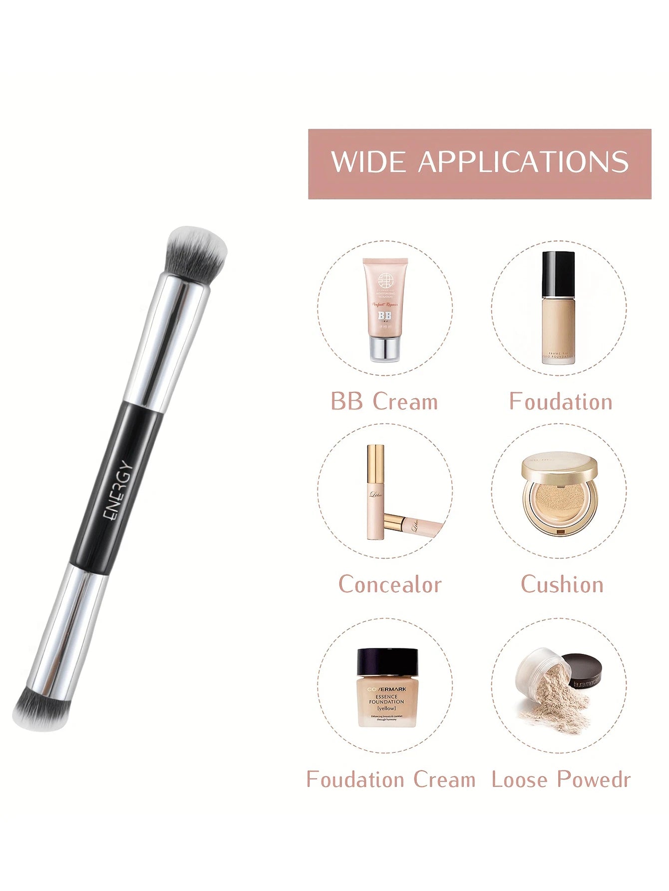 ENERGY Conical Concealer Brush, Mini Kabuki Makeup Brush, Foundation Brush, Concealer Brush, Blush Brush, Contour Brush, Powder Brush, Foundation Brush, Blush Brush
