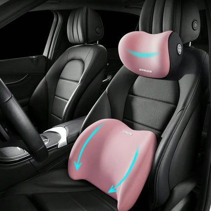 Ergonomic Car Lumbar Support And Neck Pillow- Adjustable Cushion, Relieves Back And Neck Pain, Suitable For Car Seats/Office Chairs/Trucks/Wheelchairs (Dual-Use As Headrest And Lumbar Support, Filled