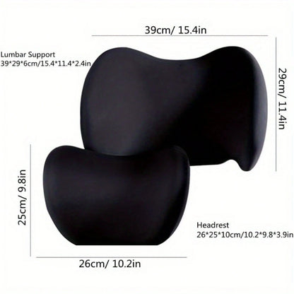 Ergonomic Car Lumbar Support And Neck Pillow- Adjustable Cushion, Relieves Back And Neck Pain, Suitable For Car Seats/Office Chairs/Trucks/Wheelchairs (Dual-Use As Headrest And Lumbar Support, Filled