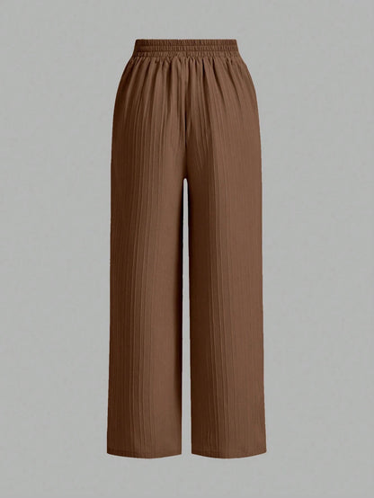 Essnce 3packs Summer Pants Women's Solid Color Waist-Tie Wide Leg Loose Casual Pants Work Pants