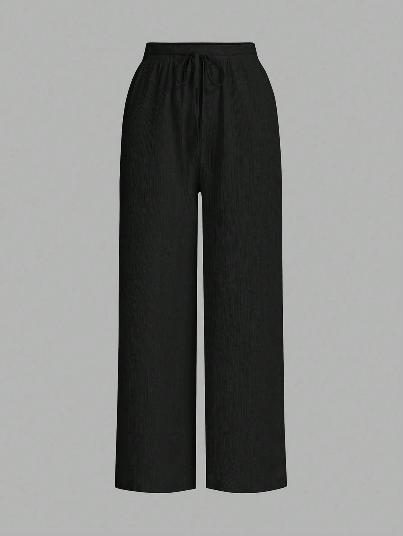 Essnce 3packs Summer Pants Women's Solid Color Waist-Tie Wide Leg Loose Casual Pants Work Pants