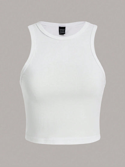 Essnce 3pcs/Pack Casual Minimalist Round Neck Slim Fit Women Tank Tops, Suitable For Summer