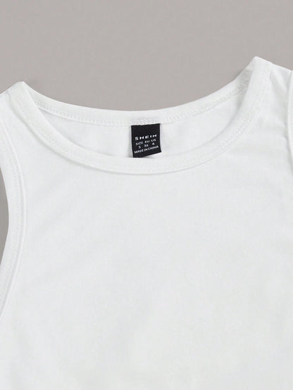 Essnce 3pcs/Pack Casual Minimalist Round Neck Slim Fit Women Tank Tops, Suitable For Summer