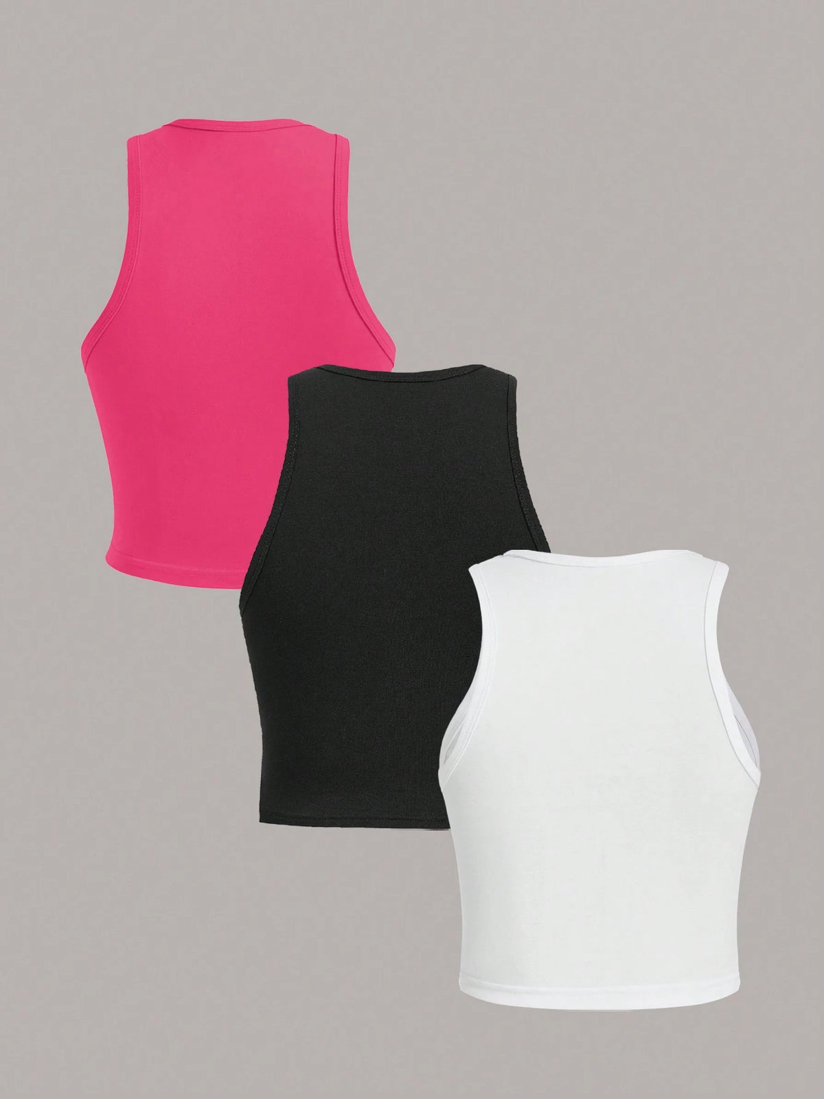Essnce 3pcs/Pack Casual Minimalist Round Neck Slim Fit Women Tank Tops, Suitable For Summer