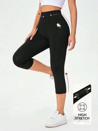 Essnce Burgundy High Waist Tight Casual Sports Capri Leggings For Women, Spring/Summer