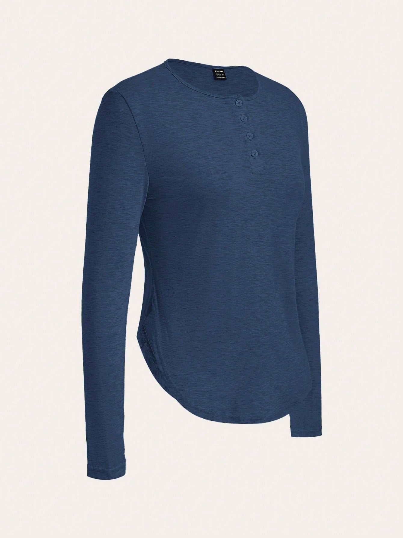 Essnce Loose Fit Arched Hem Long Sleeve Top For Women, Casual And Relaxed Style