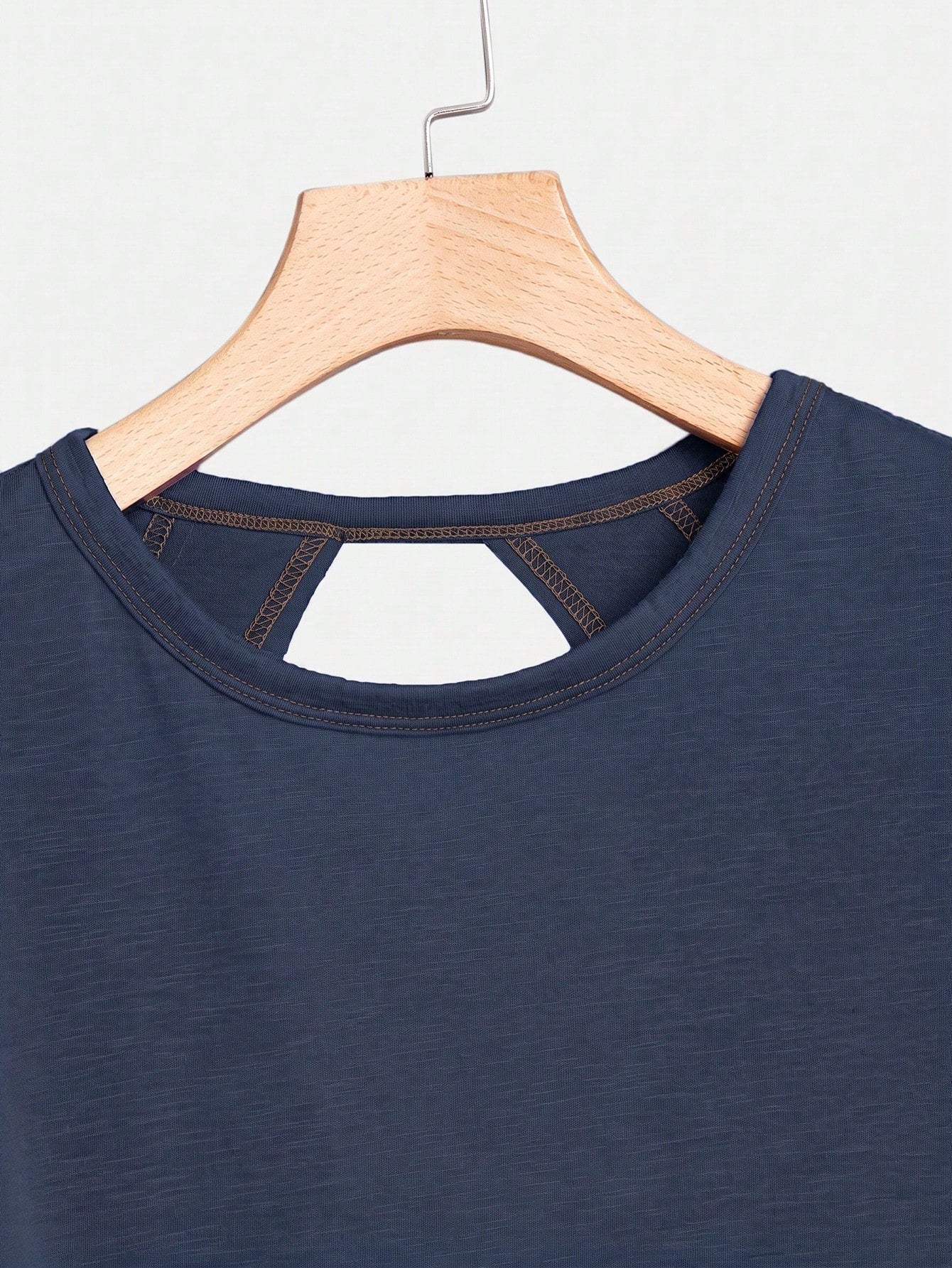 Essnce Plus Size Women's Navy Blue Sommar Casual Gym Backless Short-Sleeved T-Shirt,Loose Open Back Top, Concert Streetwear Y2k Fashion Summer Tops