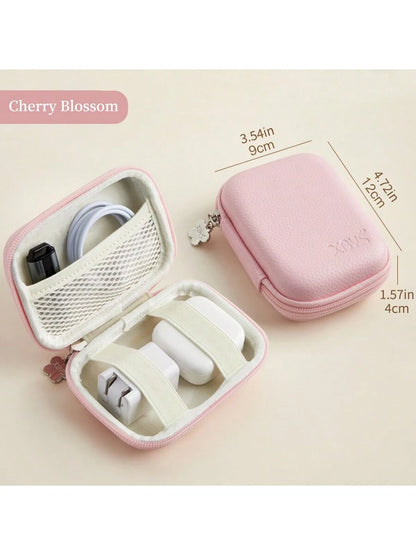 EVA Leather Earphone Bag, Data Cable, Charger, U Disk, U Shield, Hard Shell Protective Storage Box, Shock-Proof And Anti-Pressure. Photo Printer Storage Box, PU Leather Candy Color Series, Scratch-Res
