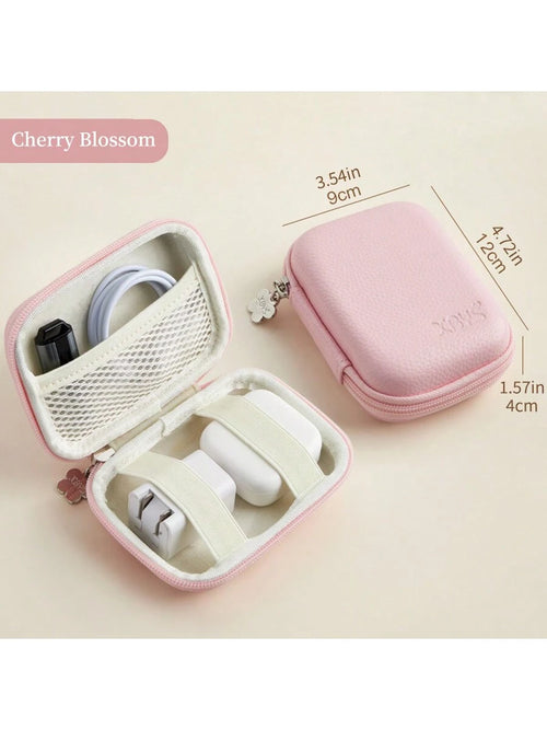EVA Leather Earphone Bag, Data Cable, Charger, U Disk, U Shield, Hard Shell Protective Storage Box, Shock-Proof And Anti-Pressure. Photo Printer Storage Box, PU Leather Candy Color Series, Scratch-Res