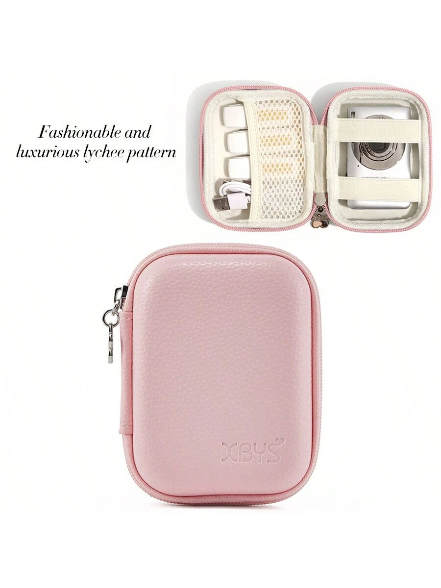 EVA Leather Earphone Bag, Data Cable, Charger, U Disk, U Shield, Hard Shell Protective Storage Box, Shock-Proof And Anti-Pressure. Photo Printer Storage Box, PU Leather Candy Color Series, Scratch-Res
