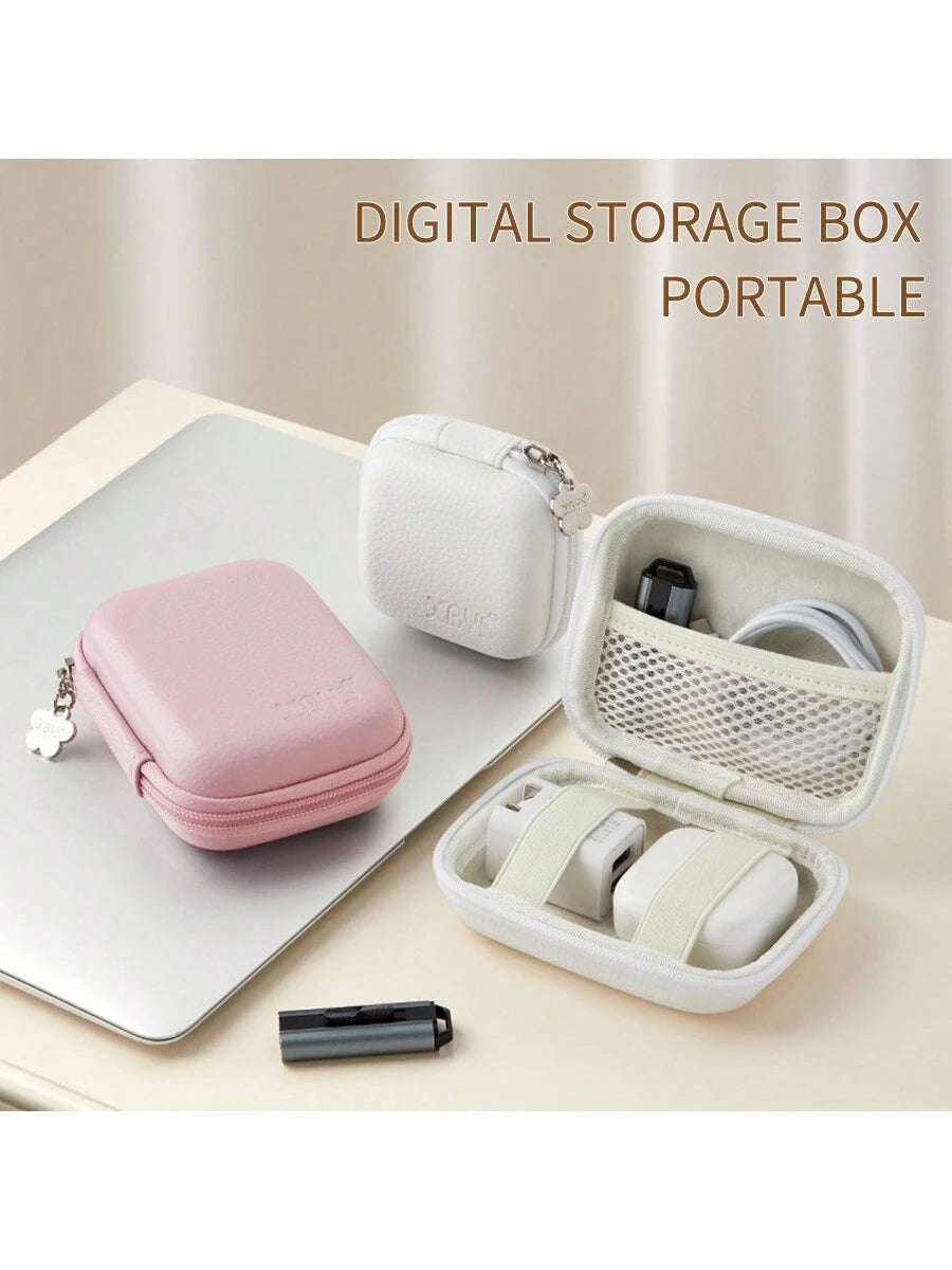 EVA Leather Earphone Bag, Data Cable, Charger, U Disk, U Shield, Hard Shell Protective Storage Box, Shock-Proof And Anti-Pressure. Photo Printer Storage Box, PU Leather Candy Color Series, Scratch-Res
