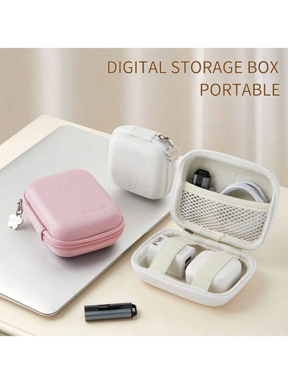 EVA Leather Earphone Bag, Data Cable, Charger, U Disk, U Shield, Hard Shell Protective Storage Box, Shock-Proof And Anti-Pressure. Photo Printer Storage Box, PU Leather Candy Color Series, Scratch-Res