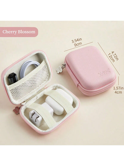 EVA Leather Earphone Bag, Data Cable, Charger, U Disk, U Shield, Hard Shell Protective Storage Box, Shock-Proof And Anti-Pressure. Photo Printer Storage Box, PU Leather Candy Color Series, Scratch-Res