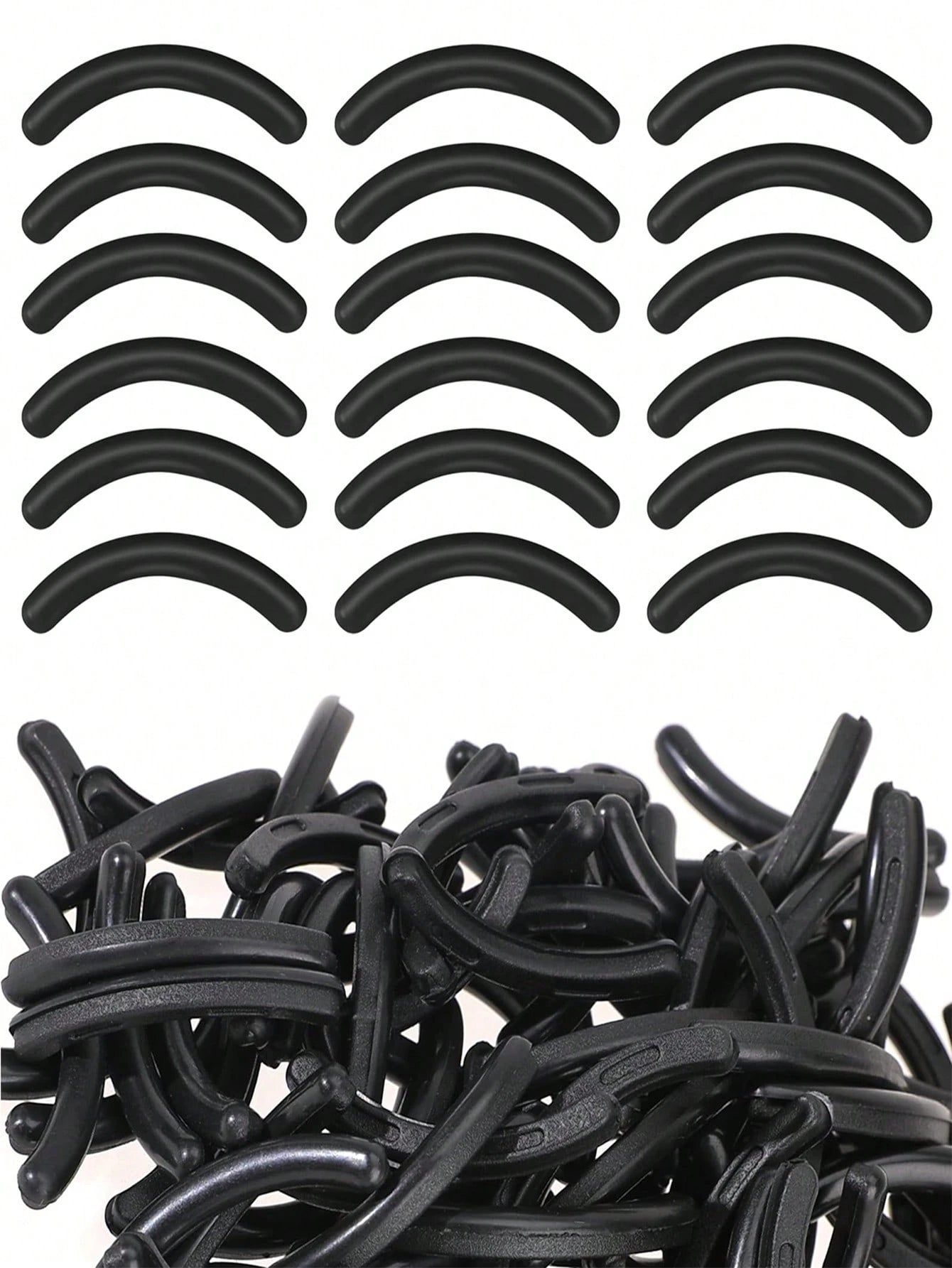 Eyelash Curler Refill Pads, 200pcs/100pcs/50pcs/20pcs, Soft Rubber Material, Suitable For Universal Eyelash Curlers (Black)