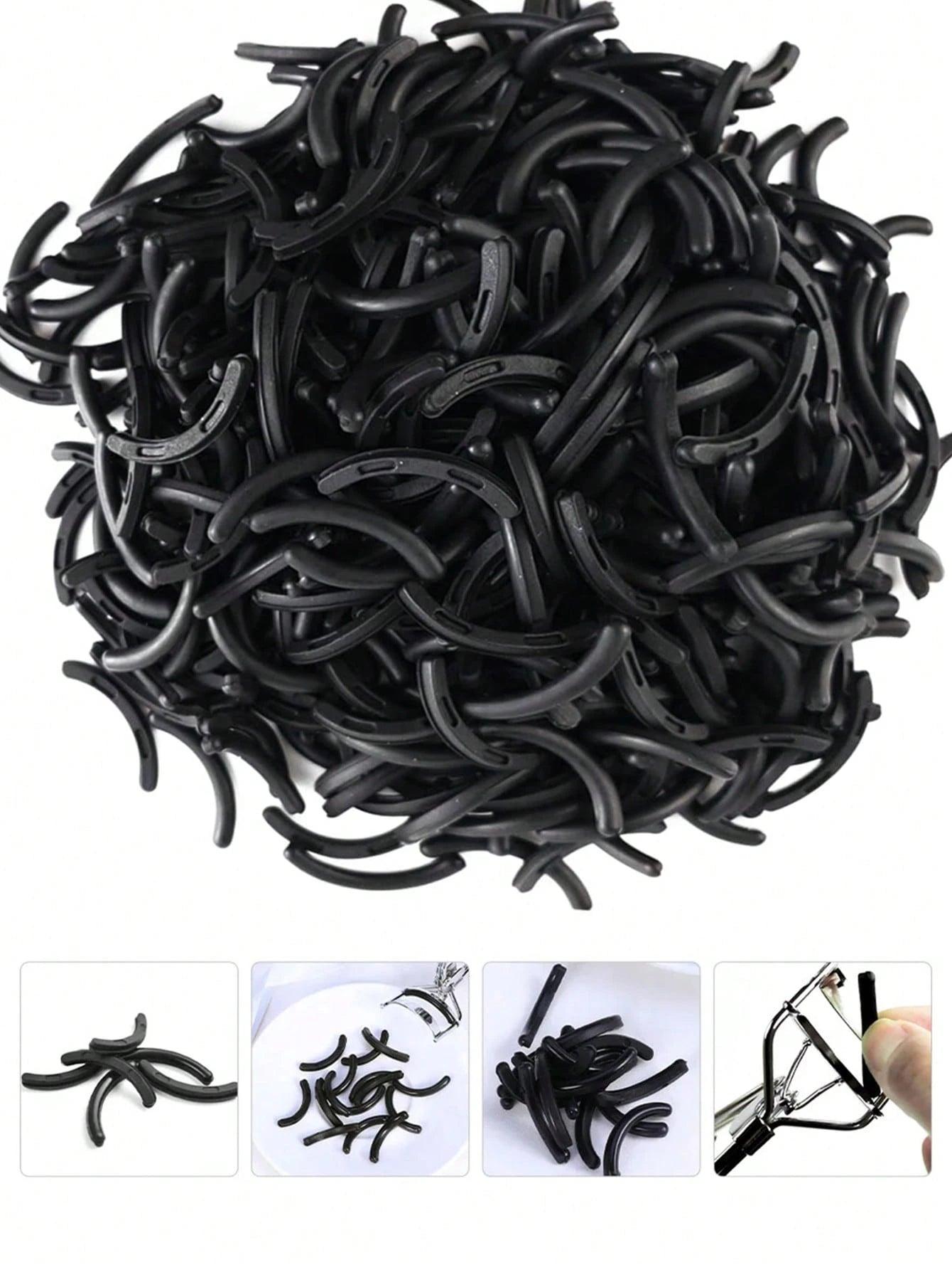 Eyelash Curler Refill Pads, 200pcs/100pcs/50pcs/20pcs, Soft Rubber Material, Suitable For Universal Eyelash Curlers (Black)