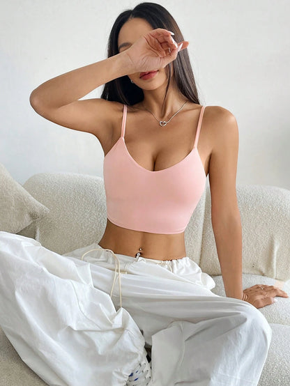 EZwear 1pc Women's Solid Color Cropped Slim-Fit Casual Tank Top