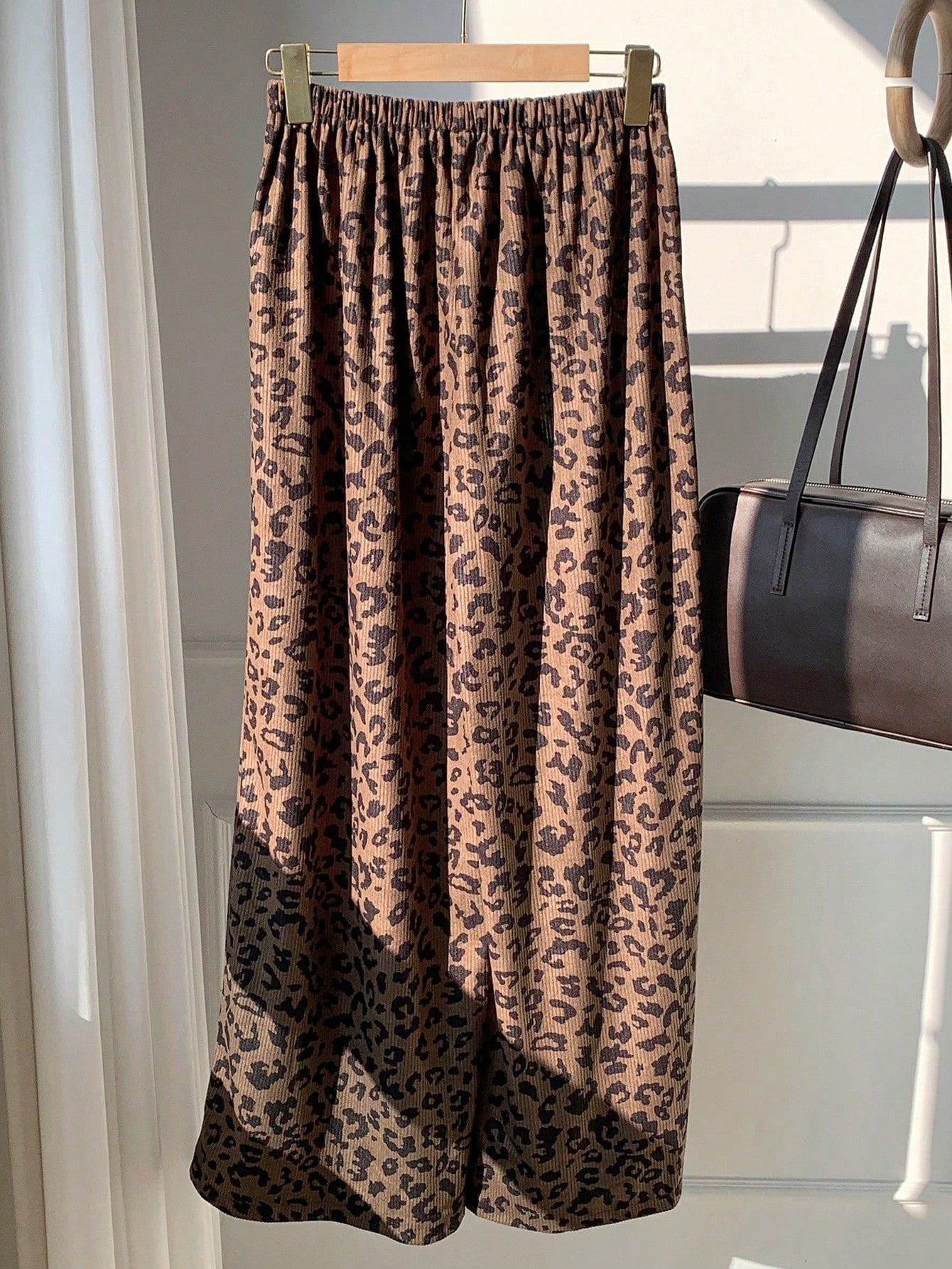 EZwear 2pcs Leopard Print Woven Wide Leg Pants With Drawstring, Women Spring/Summer