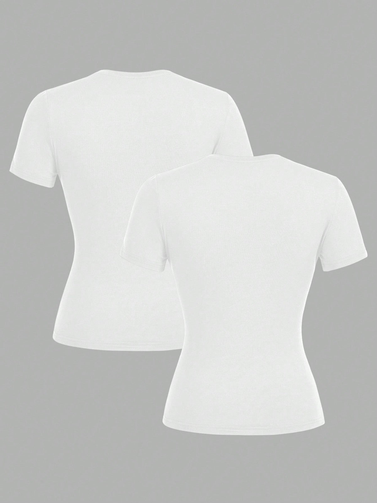 EZwear 2pcs White Casual Basic Crew Neck Short Sleeve T-Shirts, Suitable For Spring/Summer