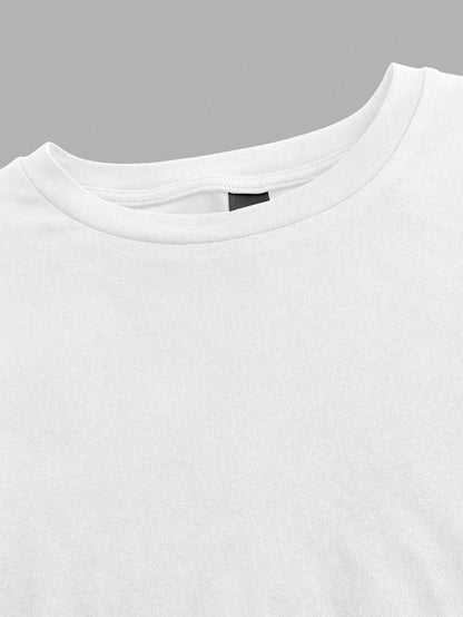 EZwear 2pcs White Casual Basic Crew Neck Short Sleeve T-Shirts, Suitable For Spring/Summer