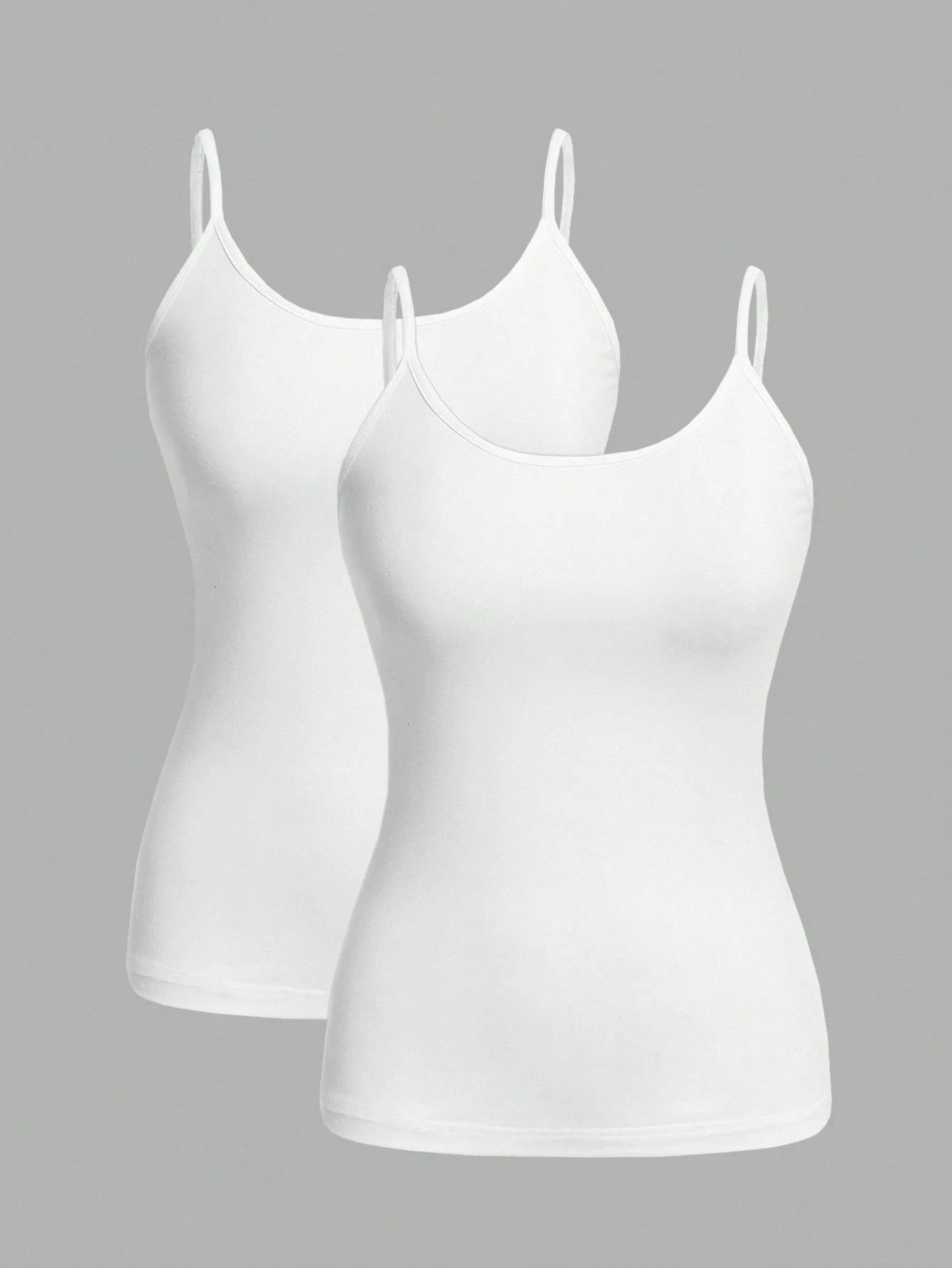 EZwear 2pcs Women's White Tight Casual Camisole