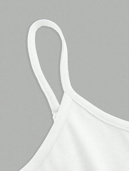 EZwear 2pcs Women's White Tight Casual Camisole