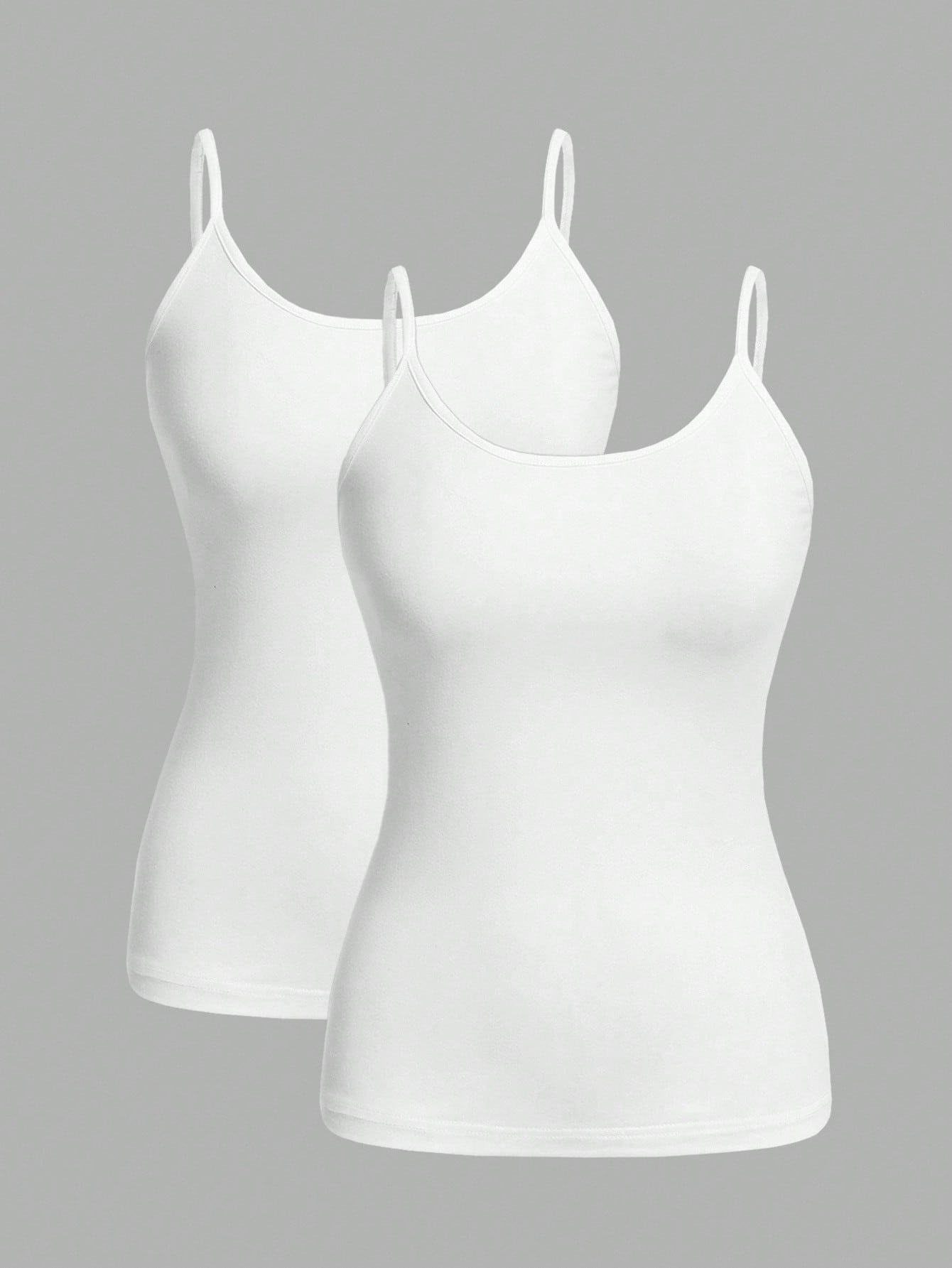 EZwear 2pcs Women's White Tight Casual Camisole