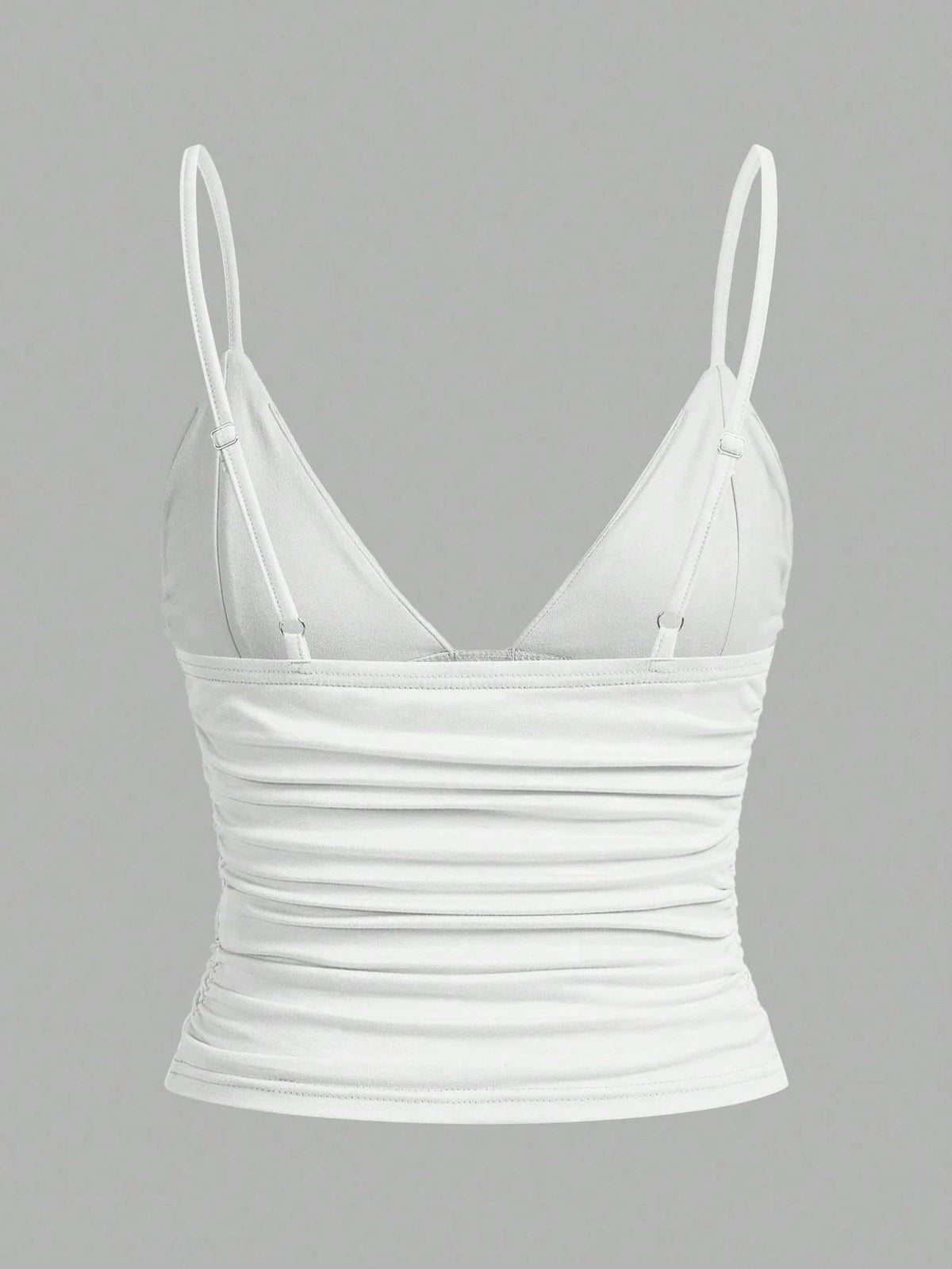 EZwear 3pcs/Set Casual Women Ruched Cropped Camisole With Shelf Bra, Suitable For Summer