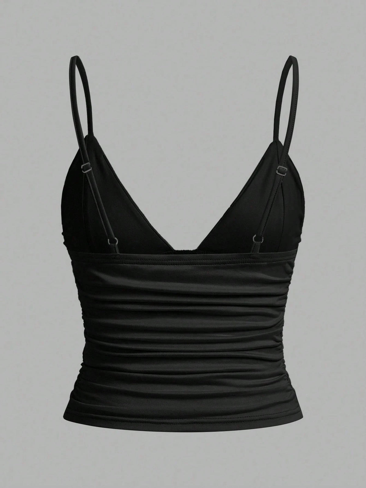 EZwear 3pcs/Set Casual Women Ruched Cropped Camisole With Shelf Bra, Suitable For Summer
