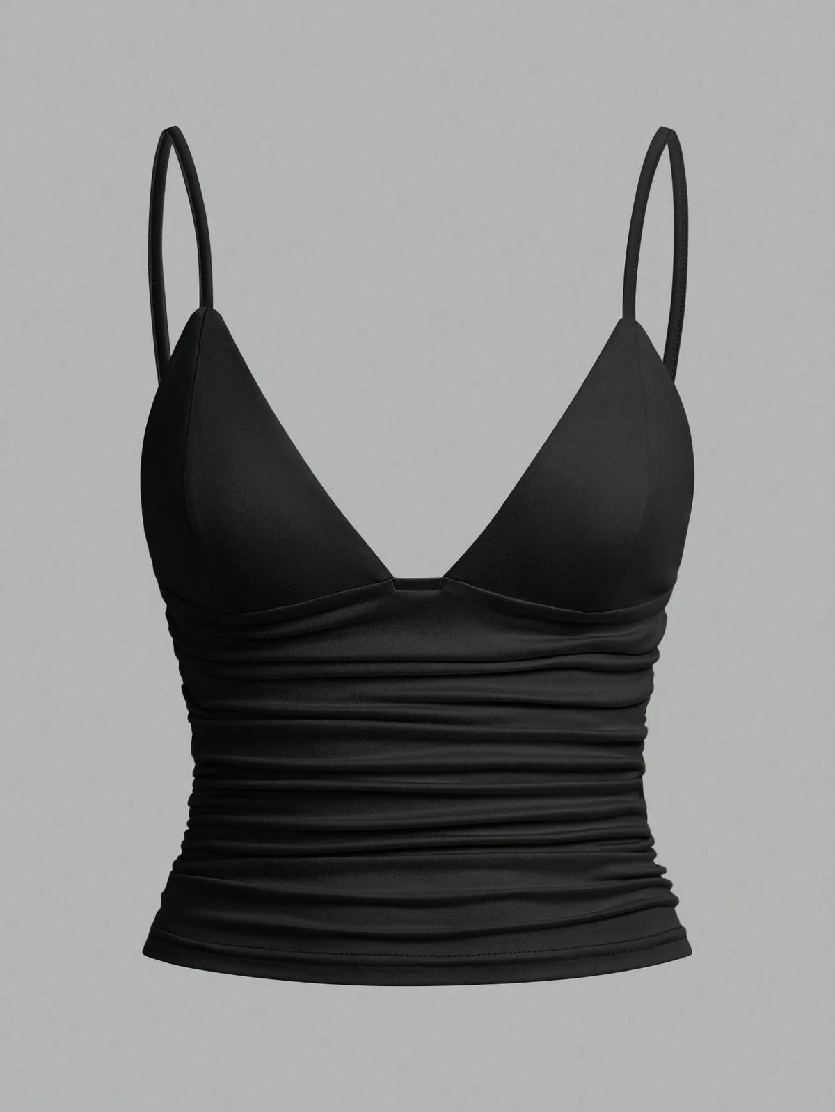 EZwear 3pcs/Set Casual Women Ruched Cropped Camisole With Shelf Bra, Suitable For Summer