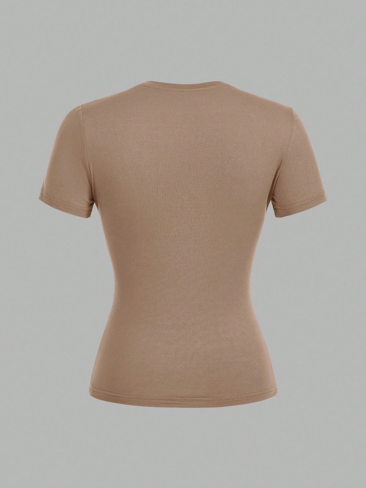 EZwear 3pcs/Set Women Casual Skinny Long Sleeve Round Neck T-Shirt Set, Colors: Deep Brown, Khaki, Light Apricot, Suitable For Summer Autumn And Winter