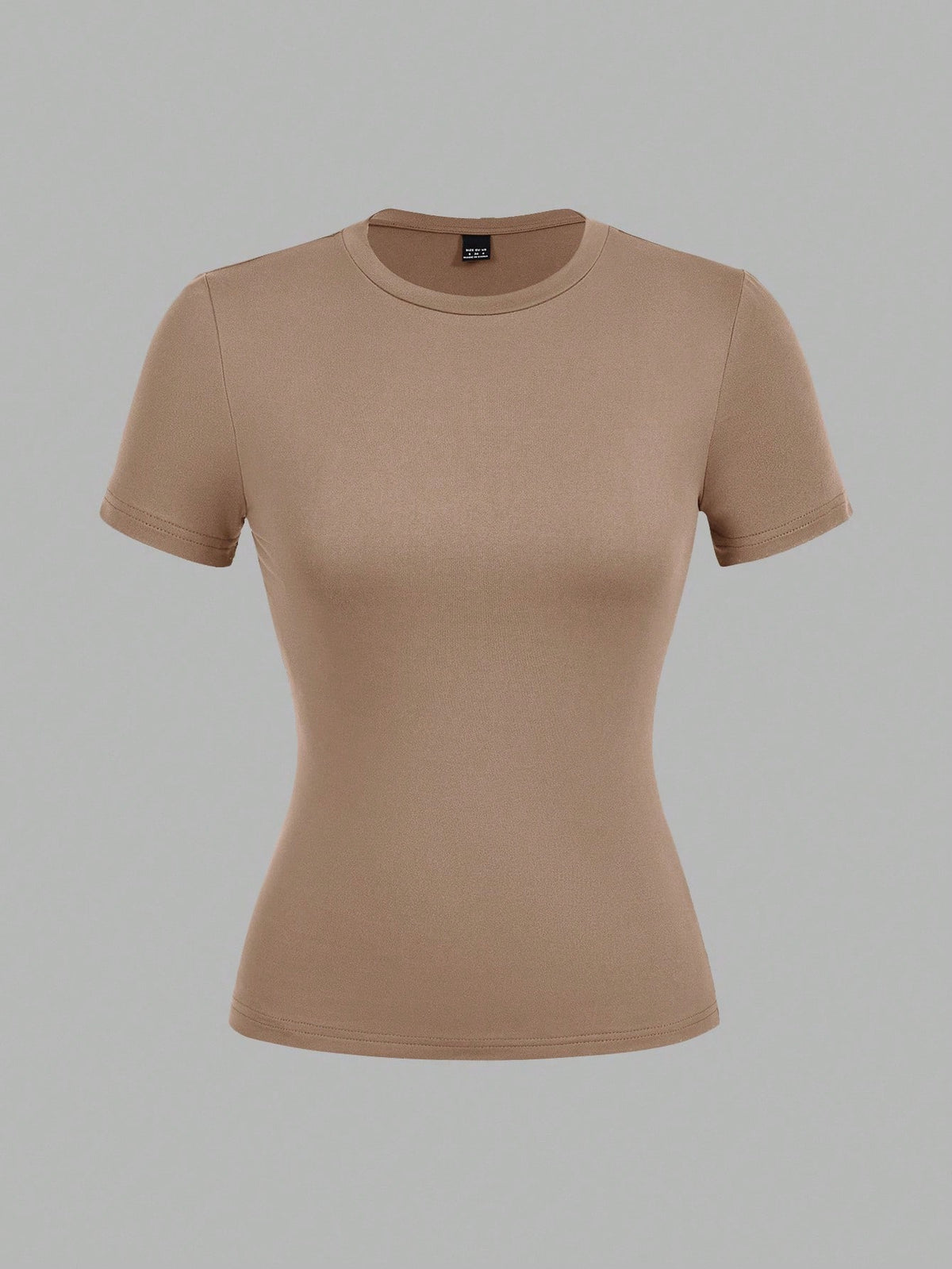 EZwear 3pcs/Set Women Casual Skinny Long Sleeve Round Neck T-Shirt Set, Colors: Deep Brown, Khaki, Light Apricot, Suitable For Summer Autumn And Winter