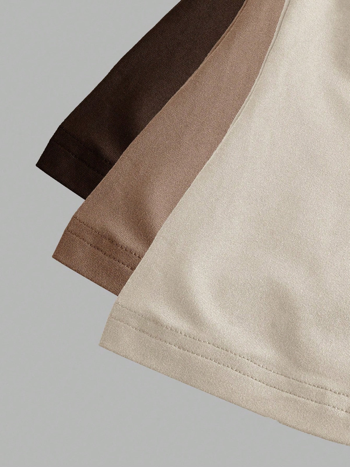 EZwear 3pcs/Set Women Casual Skinny Long Sleeve Round Neck T-Shirt Set, Colors: Deep Brown, Khaki, Light Apricot, Suitable For Summer Autumn And Winter