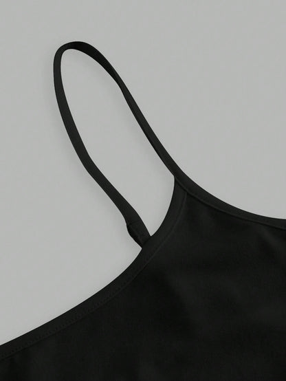 EZwear 3pcs/Set Women's Sexy Casual Cropped Camisole Tops, Suitable For Summer Beach Everyday Dark Brown Grey Black