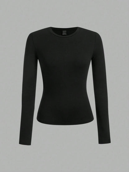 EZwear 3pcs Women Crew Neck Casual Fitted Long Sleeve T-Shirt Suit, Suitable For Spring And Autumn And Winter