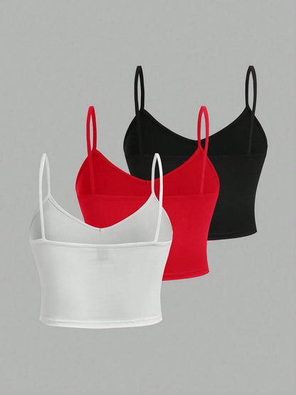 EZwear 3pcs Women's Casual Short Sexy Tank Tops Set, Perfect For Summer Back To School
