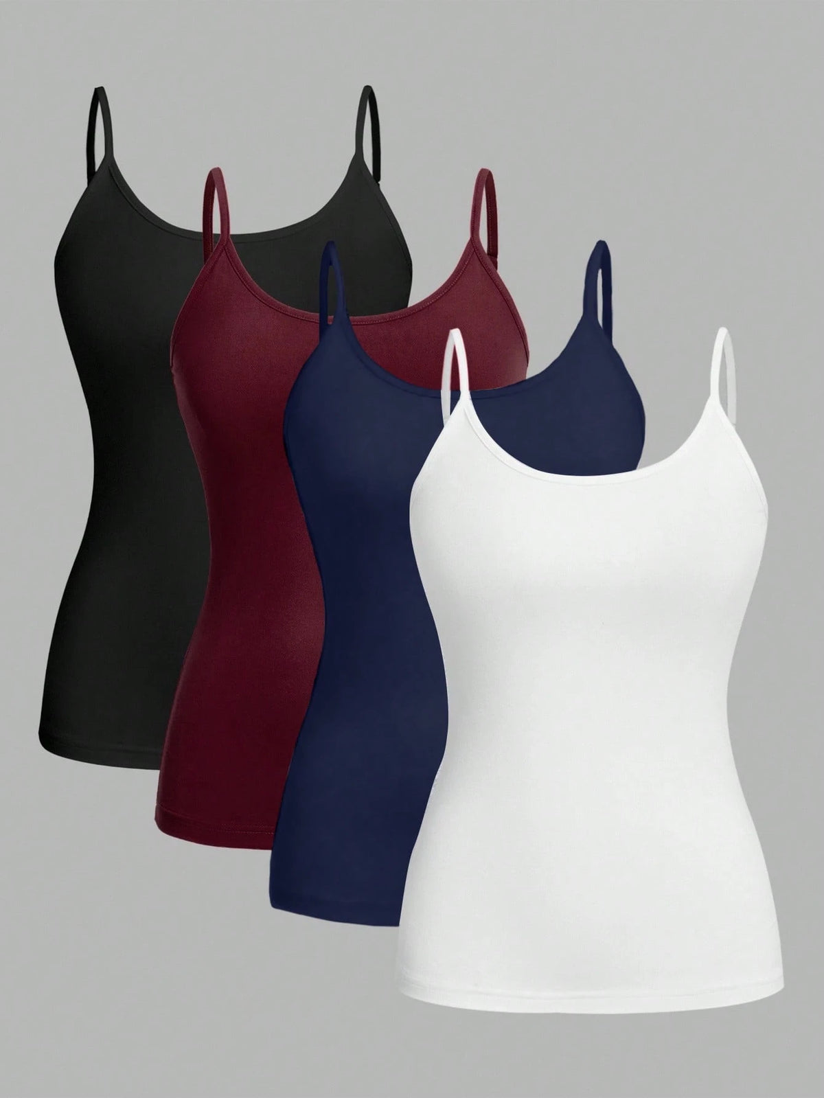 EZwear 4pcs/Set Casual Minimalist Camisole Tops For Women, Suitable For Summer Beach