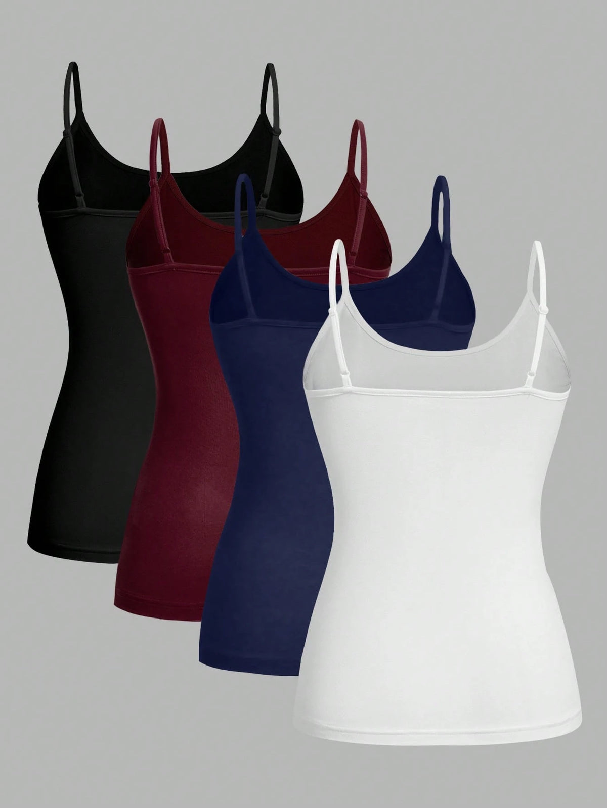 EZwear 4pcs/Set Casual Minimalist Camisole Tops For Women, Suitable For Summer Beach