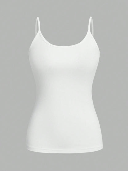EZwear 4pcs/Set Casual Minimalist Camisole Tops For Women, Suitable For Summer Beach