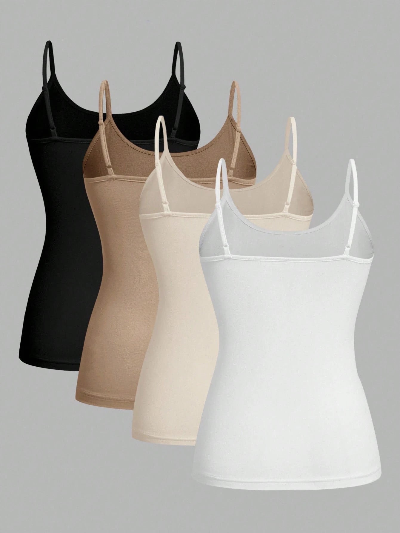 EZwear 4pcs Set Casual Minimalist Versatile Camisole, Suitable For Summer, Slim Fit For Women Back To School