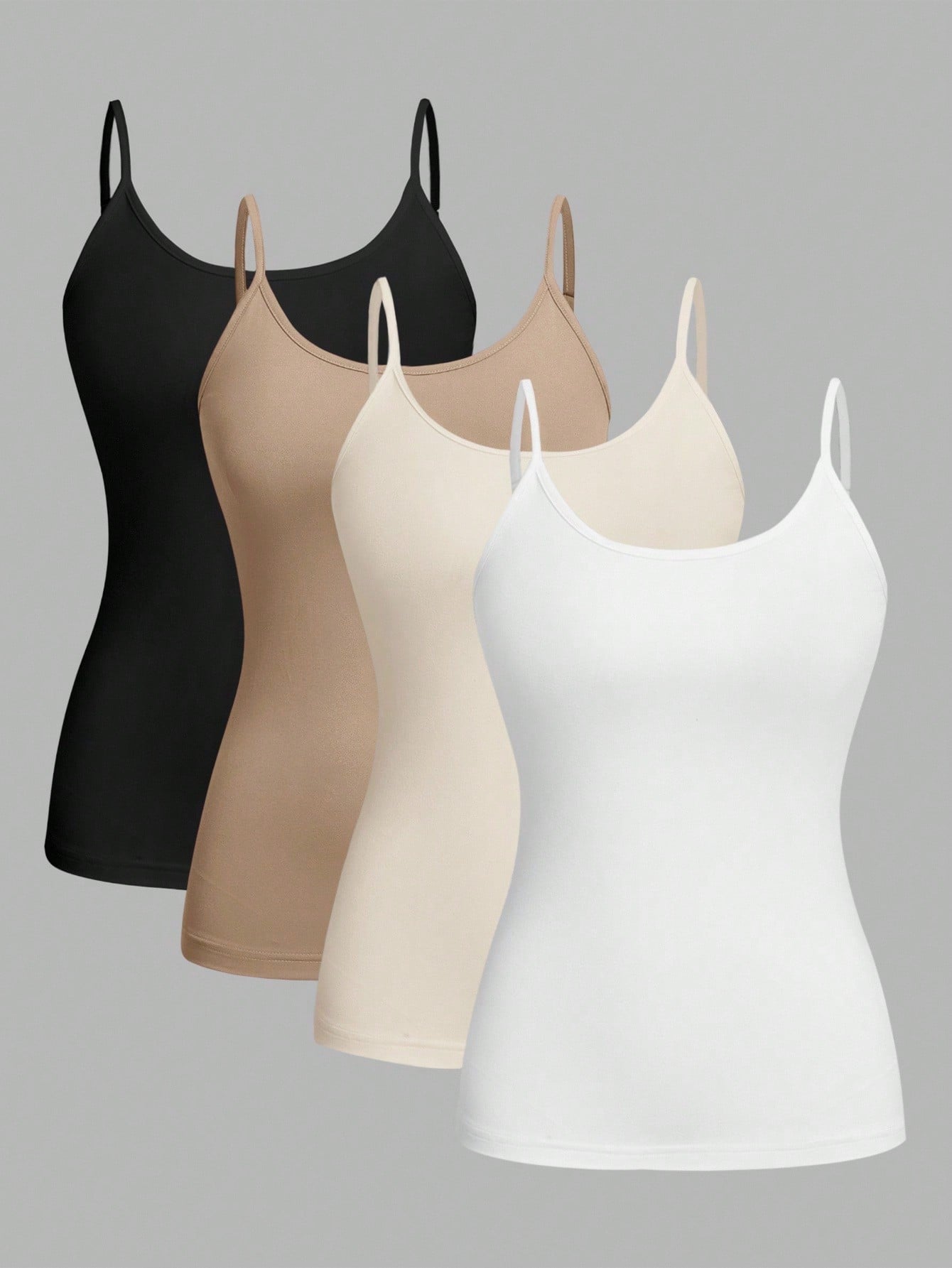 EZwear 4pcs Set Casual Minimalist Versatile Camisole, Suitable For Summer, Slim Fit For Women Back To School